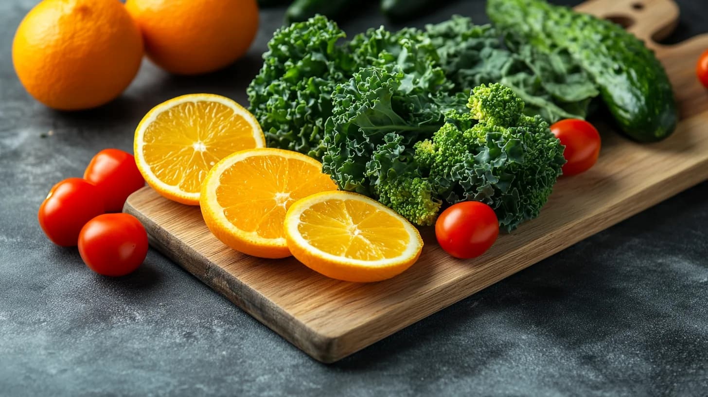 Värikkäitä vihanneksia ja hedelmiä vitamiinien lähteiksi