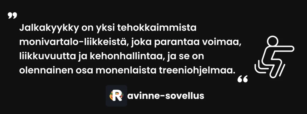 Jalkakyykky on yksi tehokkaimmista monivartalo-liikkeistä, joka parantaa voimaa, liikkuvuutta ja kehonhallintaa, ja se on olennainen osa monenlaista treeniohjelmaa.